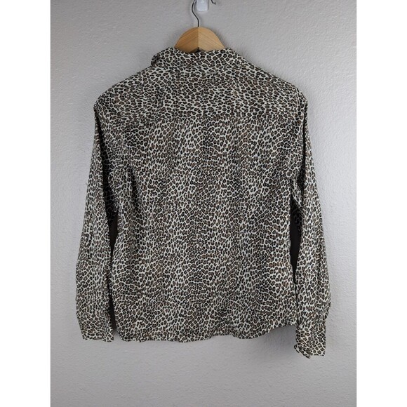 Talbots Safari Cheetah Print Button Up Shirt 10P - Picture 2 of 7